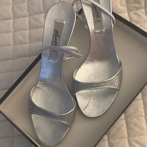Claudio Metallic Silver Heeled Sandals